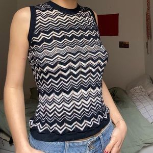 Missoni Black and White Zig Zag Vest - sz Small
